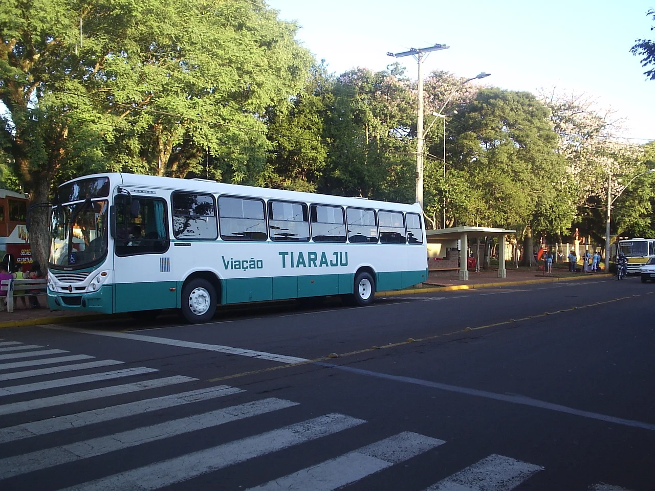 Ônibus da Viação Tiaraju estacionado em Santo Ângelo, Rio Grande do Sul.
