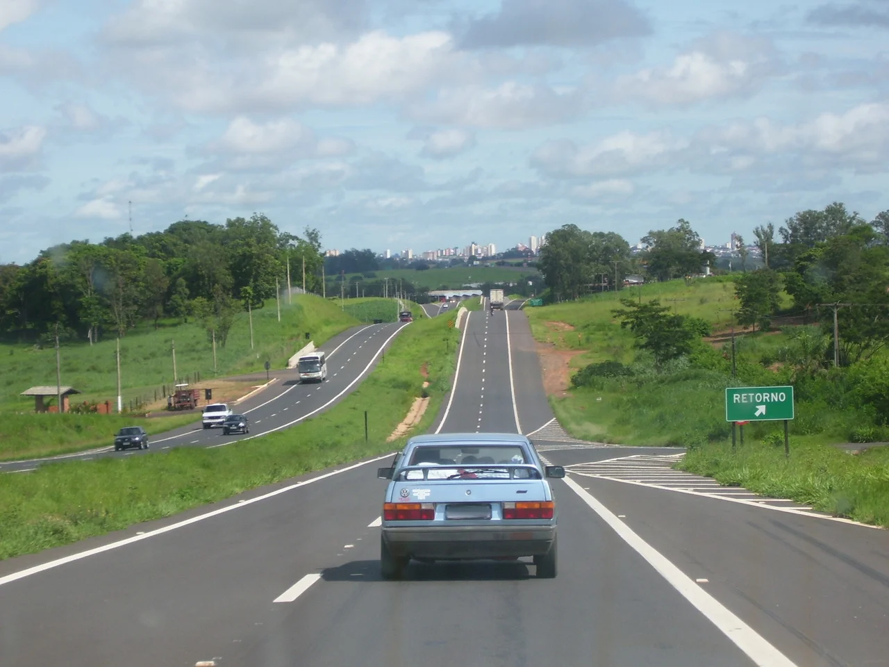 Rodovia Raposo Tavares (officialy SP-270), a highway in the Brazilian state of São Paulo. This section is located on the outskirts of Presidente Prudente (viewed on the upper side of the picture).