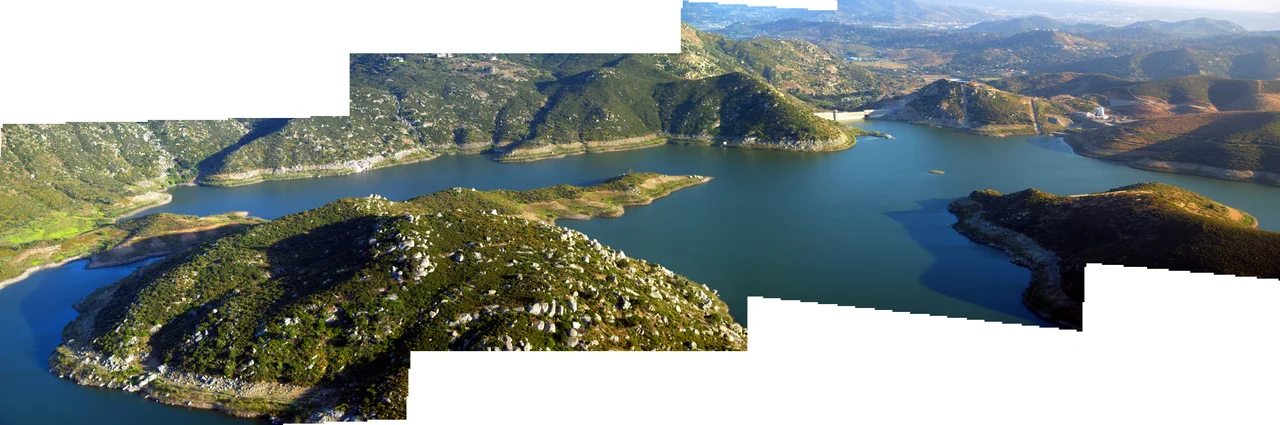 An aerial view of Loveland Dam in San Diego County taken by Phil Konstantin from a helicopter.
Please acknowledge "Phil Konstantin" as the creator of this photograph.