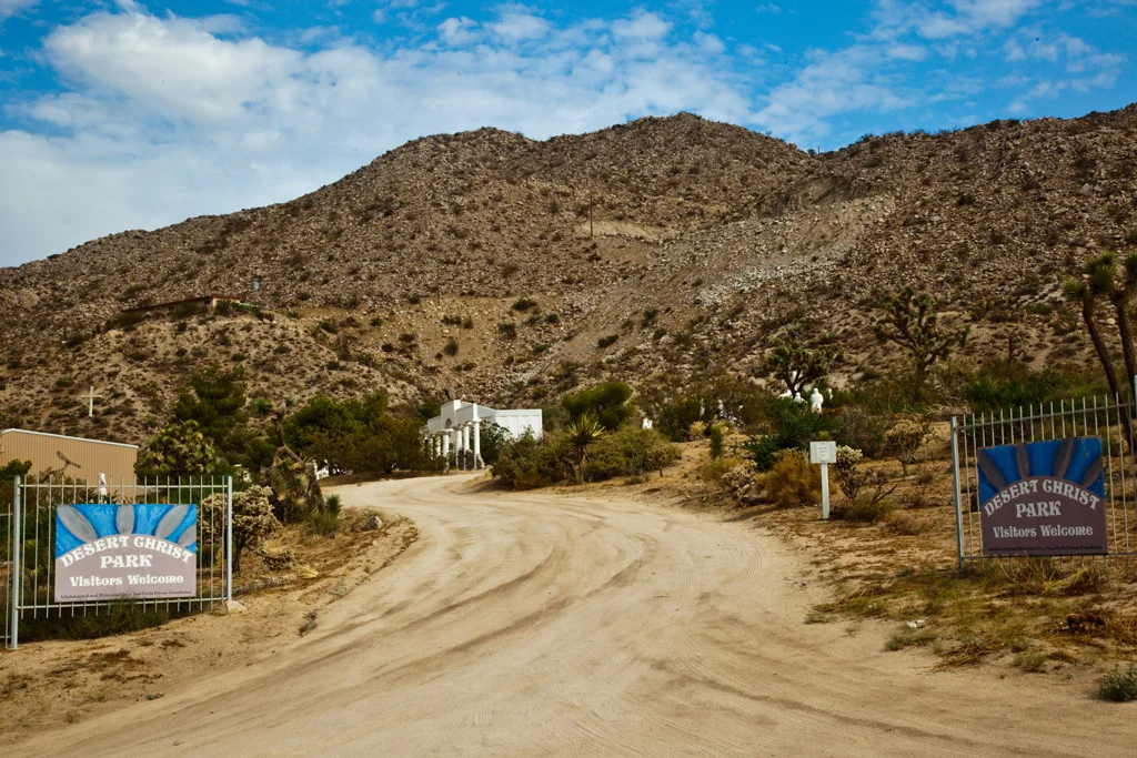 The entrance of Desert Christ Park, in Yucca Valley, CA.