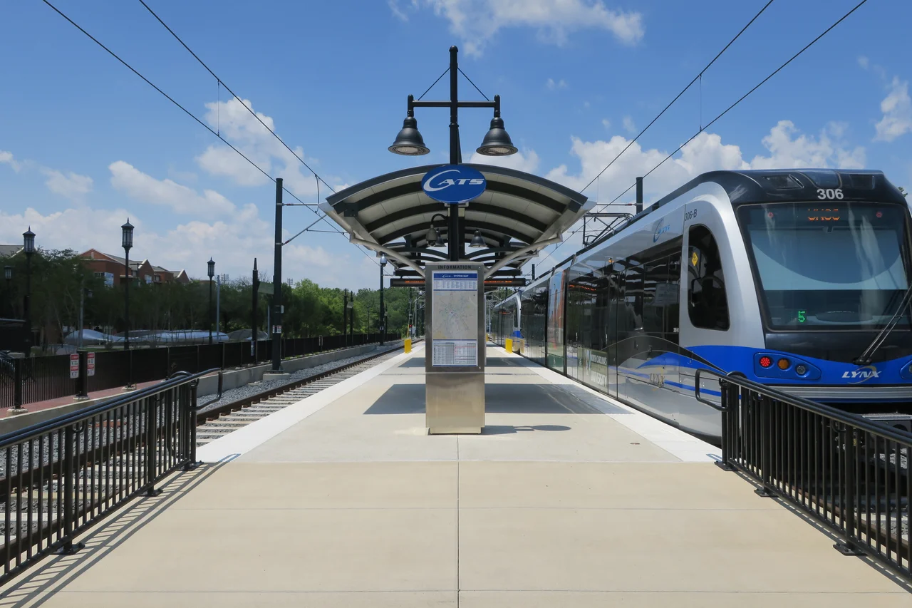 The UNC Charlotte–Main station on the Lynx Blue Line in Charlotte, North Carolina.