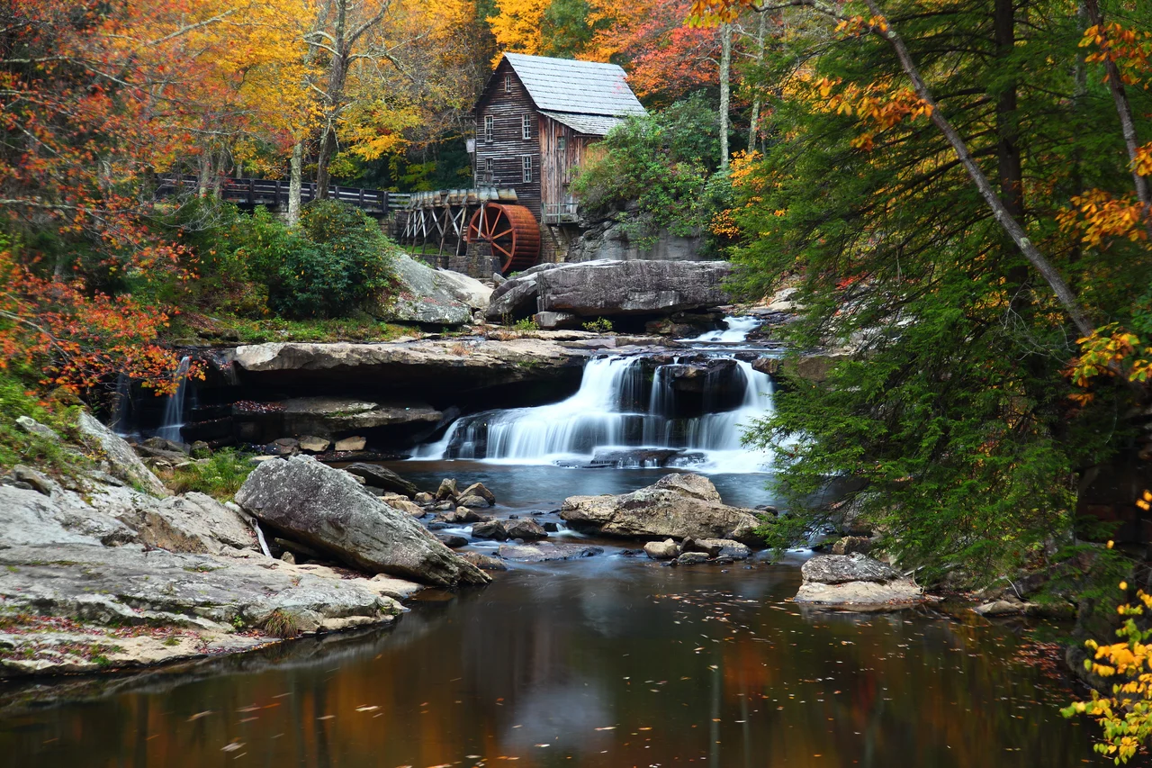 Autumn Fall Foliage at the Grist Mill in Babcock State Park West Virginia.
This iconic photograph of the grist mill has been displayed on postcards and posters all over the world.

ForestWander Catures this is crisp 21 MP detail.
