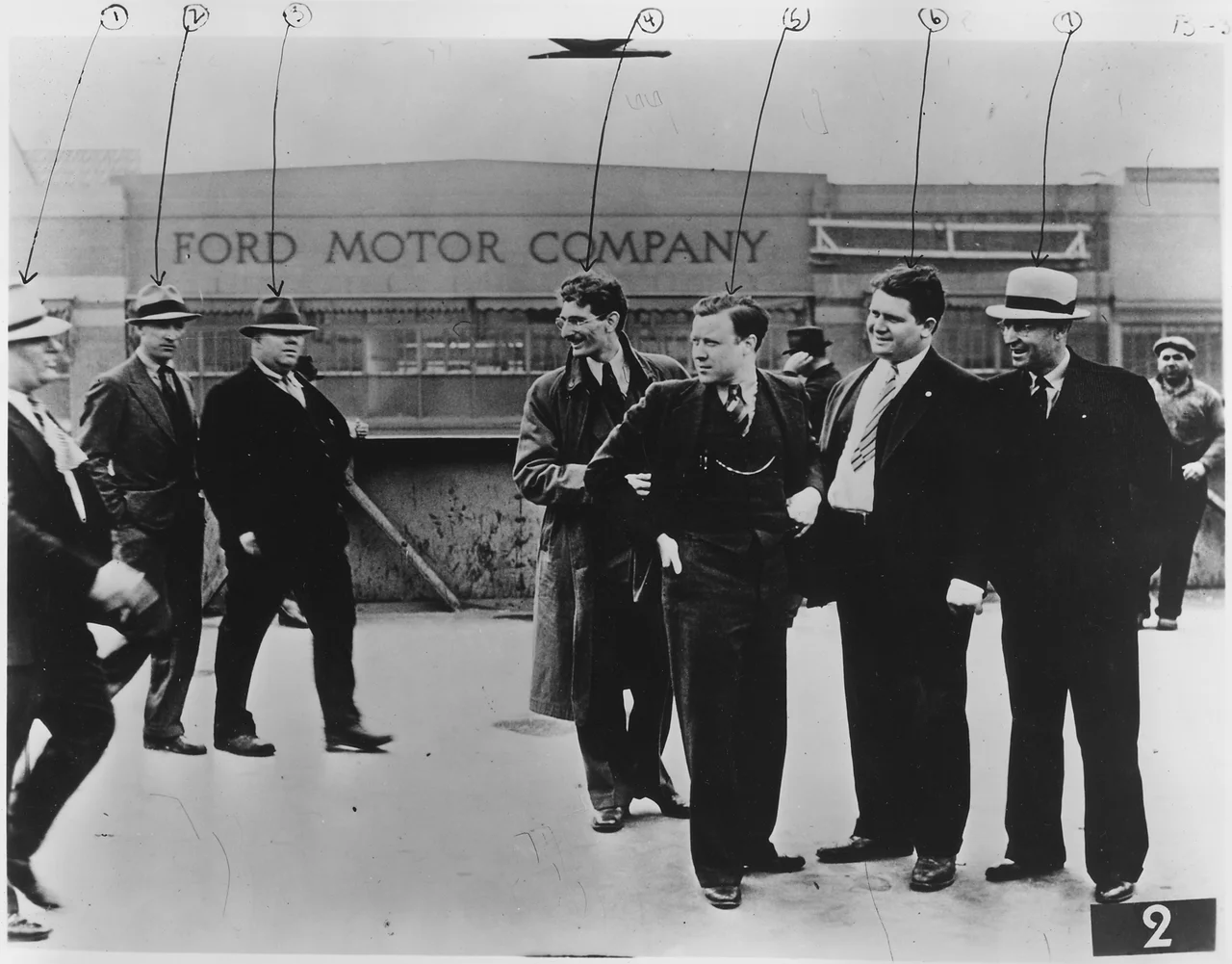 Scope and content:  Battle of the Overpass (Ford-UAW) — (1937).
