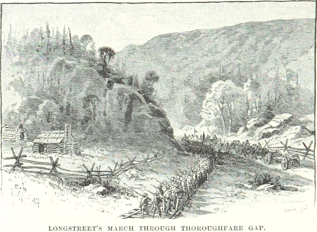 General Longstreet's troops march through Thoroughfare Gap. They would go on to win the Battle of Thoroughfare Gap on 28 August 1862.