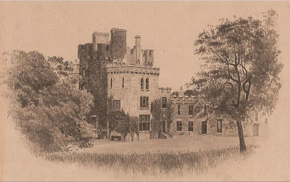 The artist's mother, Letitia Bland, was born in Derryquin Castle.  Letitia married Henry Stokes, County Surveyor of Kerry, and the Stokes family lived at Askive, close to Derryquin.  William Stokes, a Civil Engineer like his father, emigrated to Chicago in 1872 but died soon after. This sketch has been kept in the family; it is now owned by his great-great niece, Charlotte Verity, who is married to Christopher Le Brun, President of the Royal Academy.