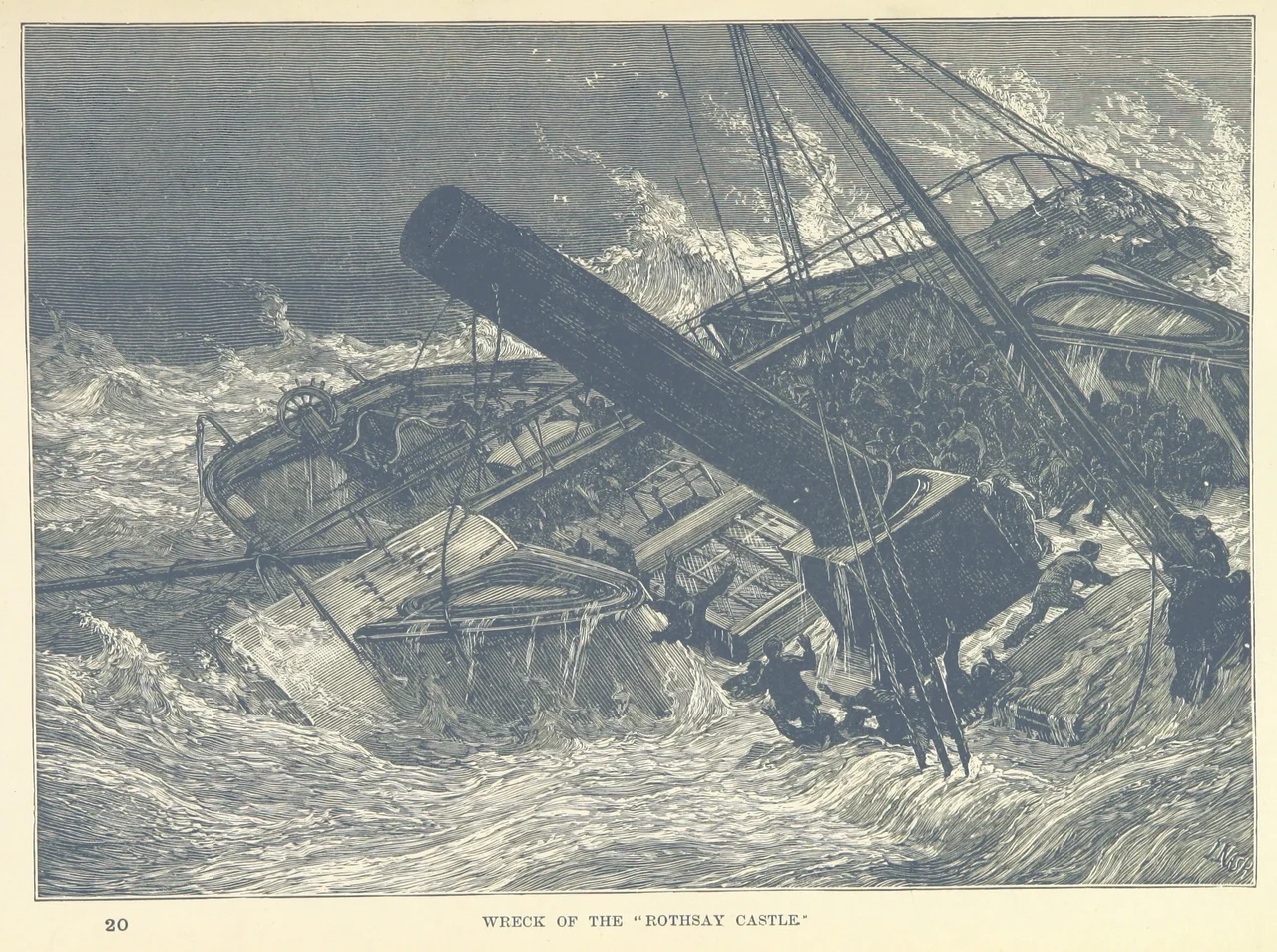 The 1831 wreck of the PS Rothsay Castle (1816).