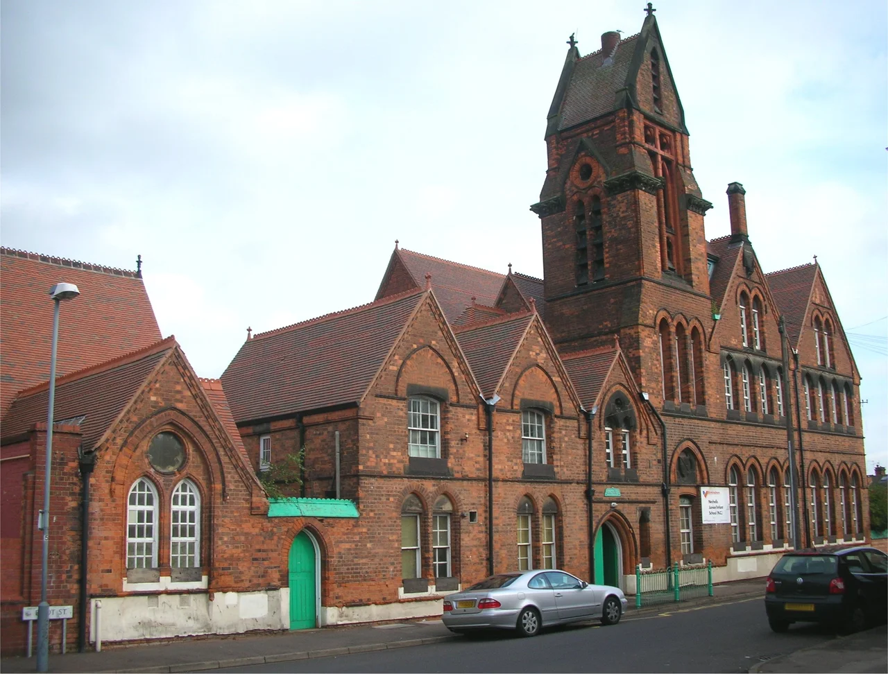 Nechells Junior and Infant School, Eliot Street, Nechells, Birmingham, England. Originally Nechells County Primary School, a Birmingham board school. 1879. Photographed by me 12 October 2006.  Oosoom