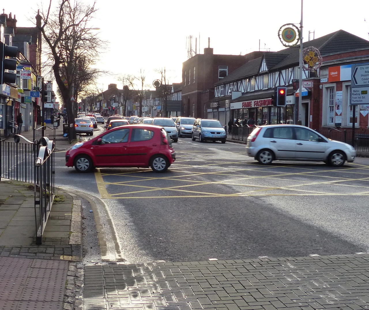 Road junction along Melton Road in Leicester