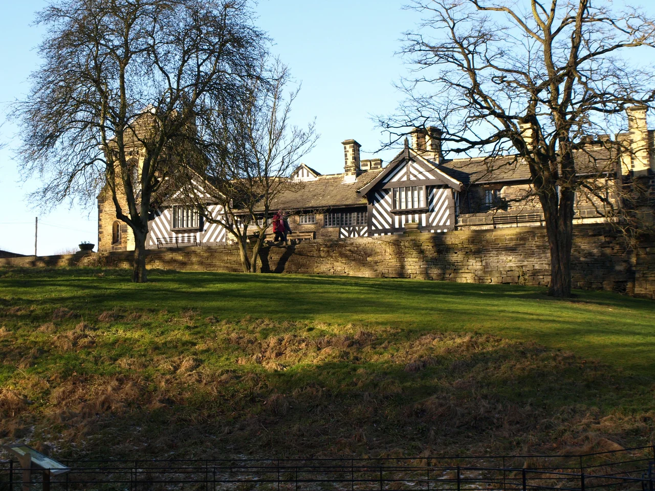 Taken on 19/02/2012 on a cold wintery February afternoon. Looking up at Shibden Hall from the park walk ways.