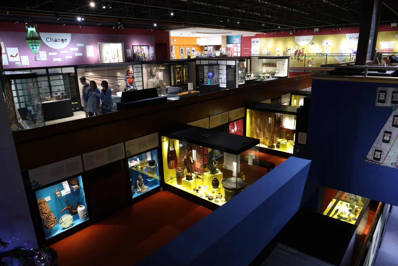 Photo the interior of the Durham University Oriental Museum showing the main galley area