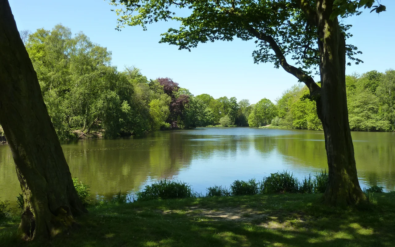 The Lower Lake in the Parkland at Nostell Priory (NT) in Yorkshire.