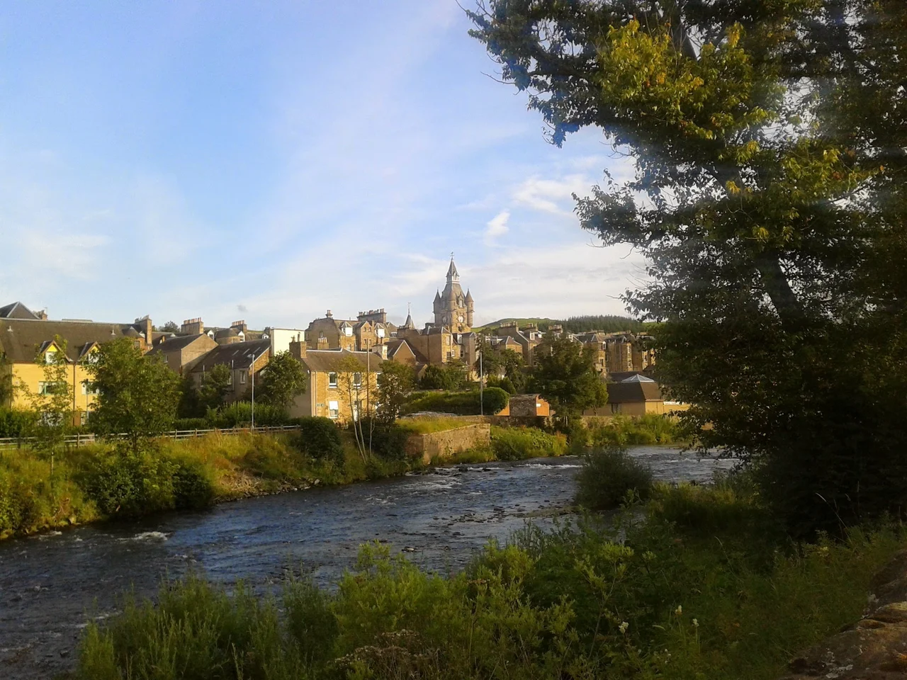 View of Hawick Town Hall from the River Teviot