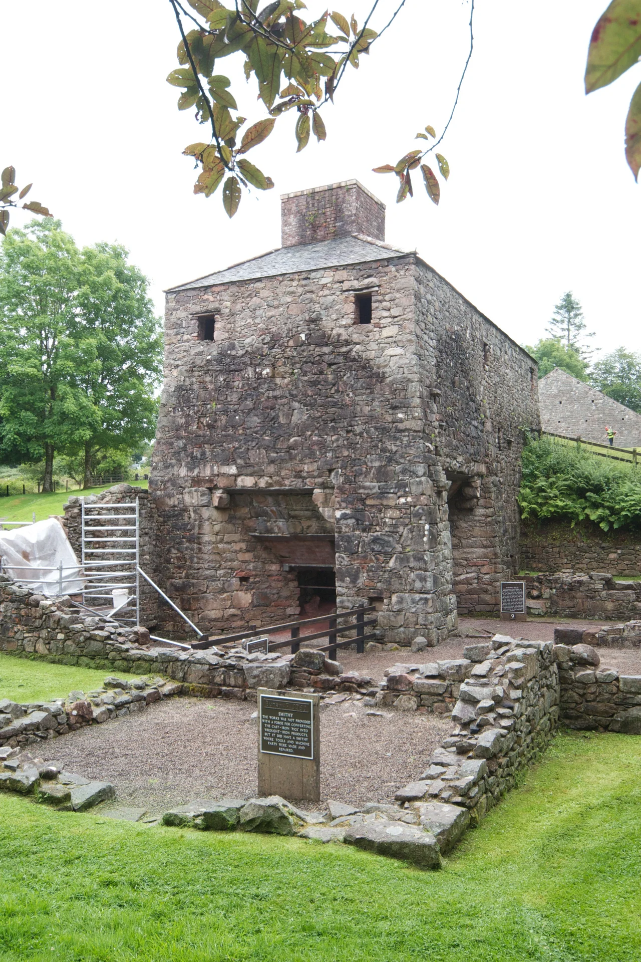 The furnace, charging house, and remains of the casting house.