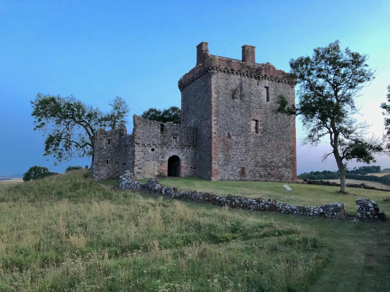 Balvaird Castle in Perth &amp; Kinross at sunset, from the pleasance.