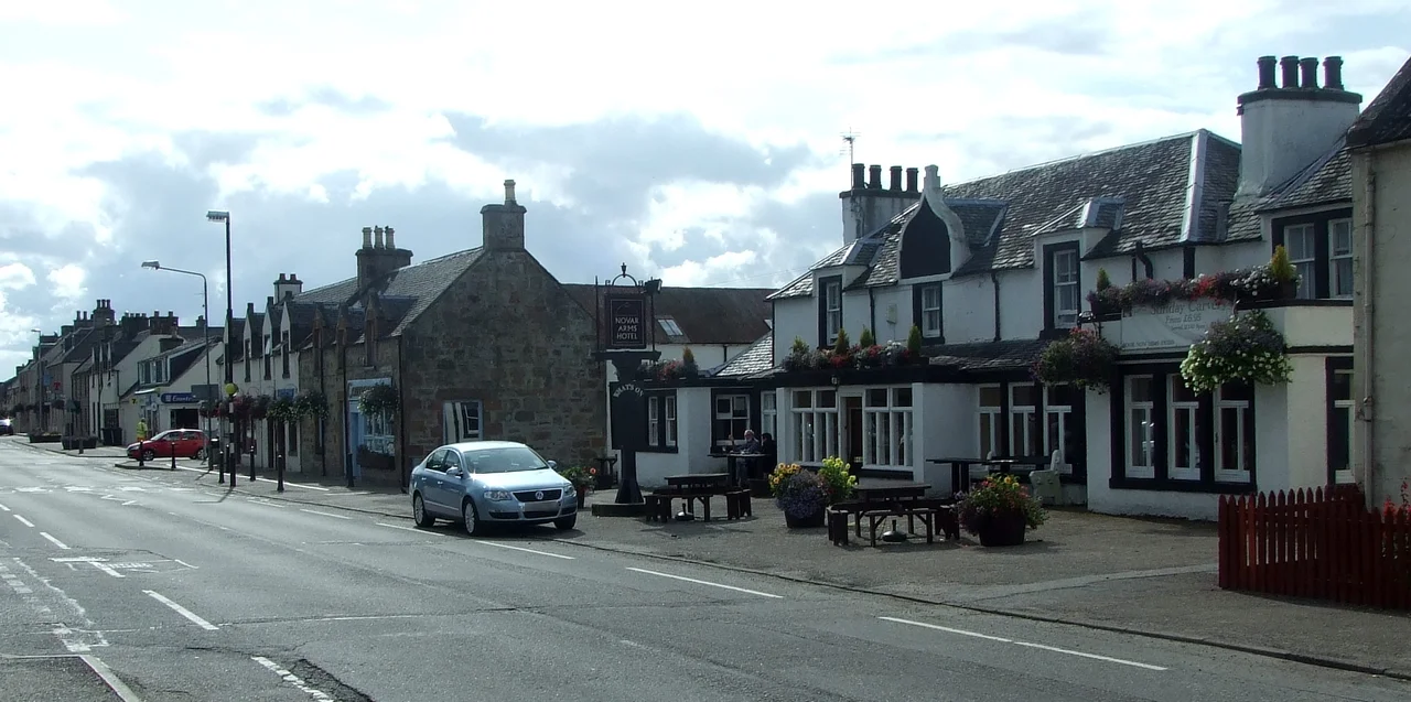 Main Street in Evanton from opposite the Novar Aarms