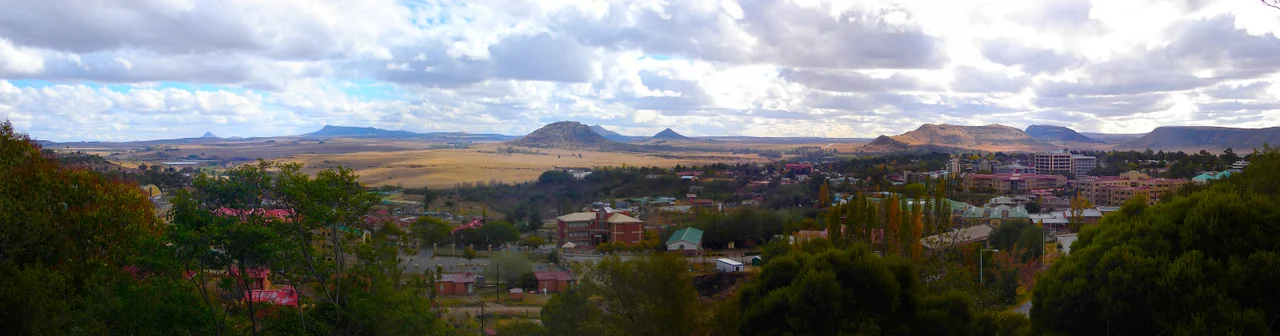 This is a picture from Maseru, Lesotho, looking towards its border with South Africa.  On the right you can see downtown Maseru.