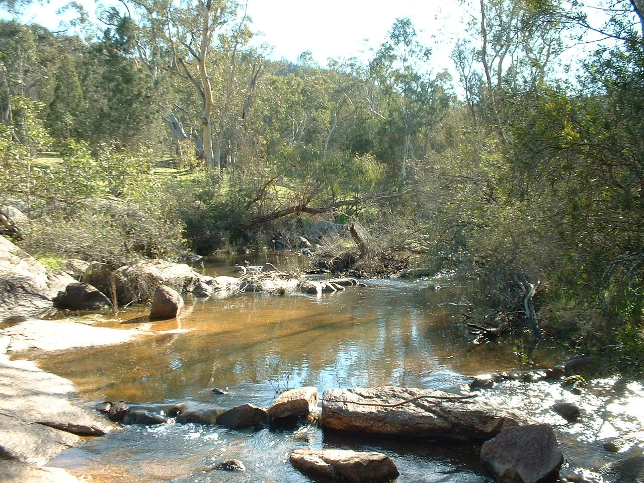 Reids Creek in the Woolshed Valley, downstream from the site of bushranger Joe Byrnes cottage, not far from Beechworth, Victoria.