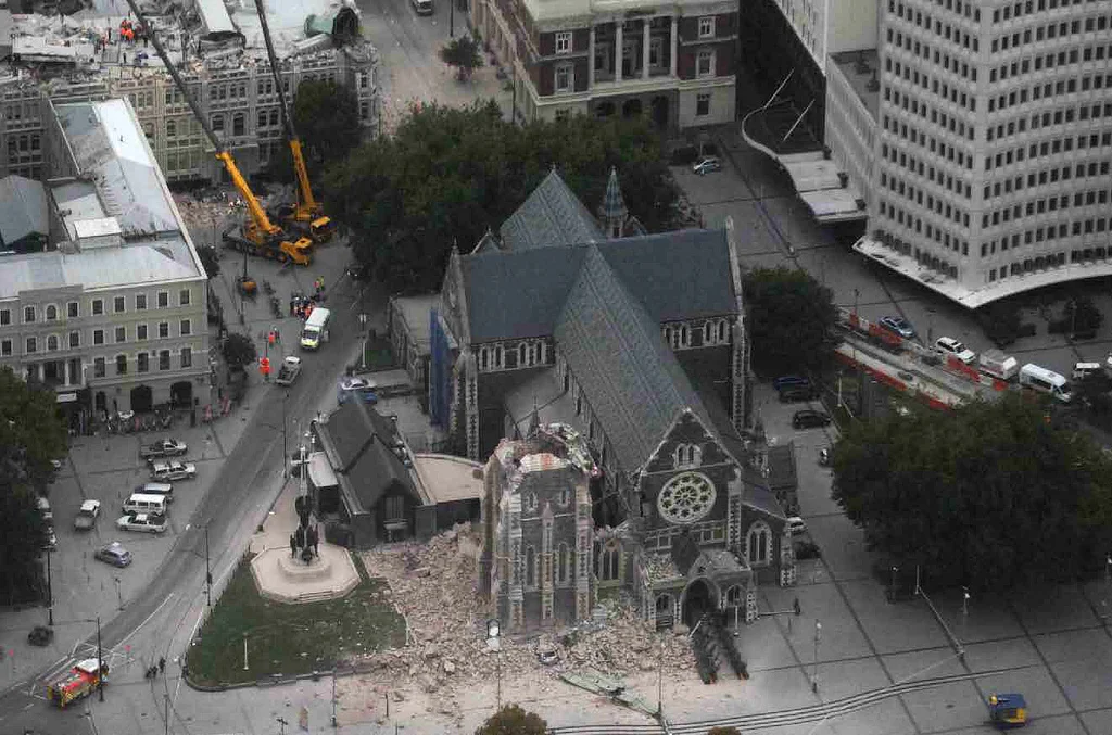 Image from Royal New Zealand Air Force P-3K Orion that conducted aerial surveillance of areas affected in Christchurch earthquake on 22 February 2011
Crown Copyright 2011, NZ Defence Force – Some Rights Reserved.