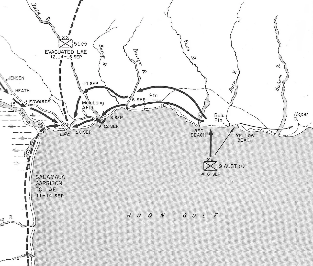 Map of the Advance on Lae, September 1942