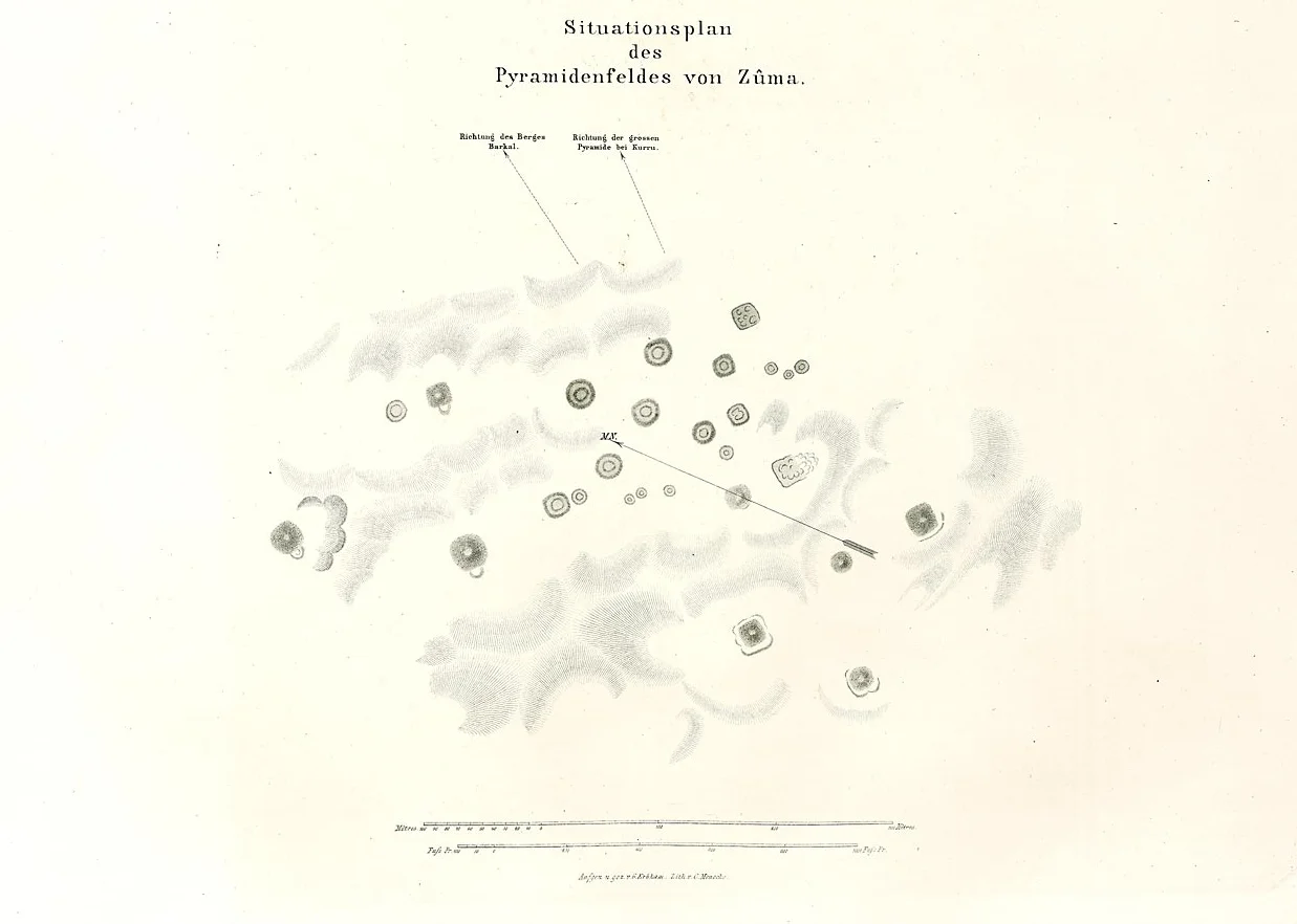 Situation plan of the Ez-Zuma cemetery, created in mid-19th century by the Karl Richard Lepsius expedition