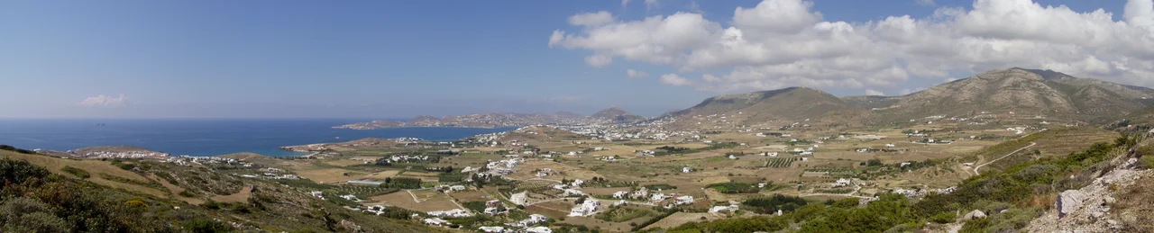 Panoramic view over the bay of Parikia, Paros, Cyclades, Greece.