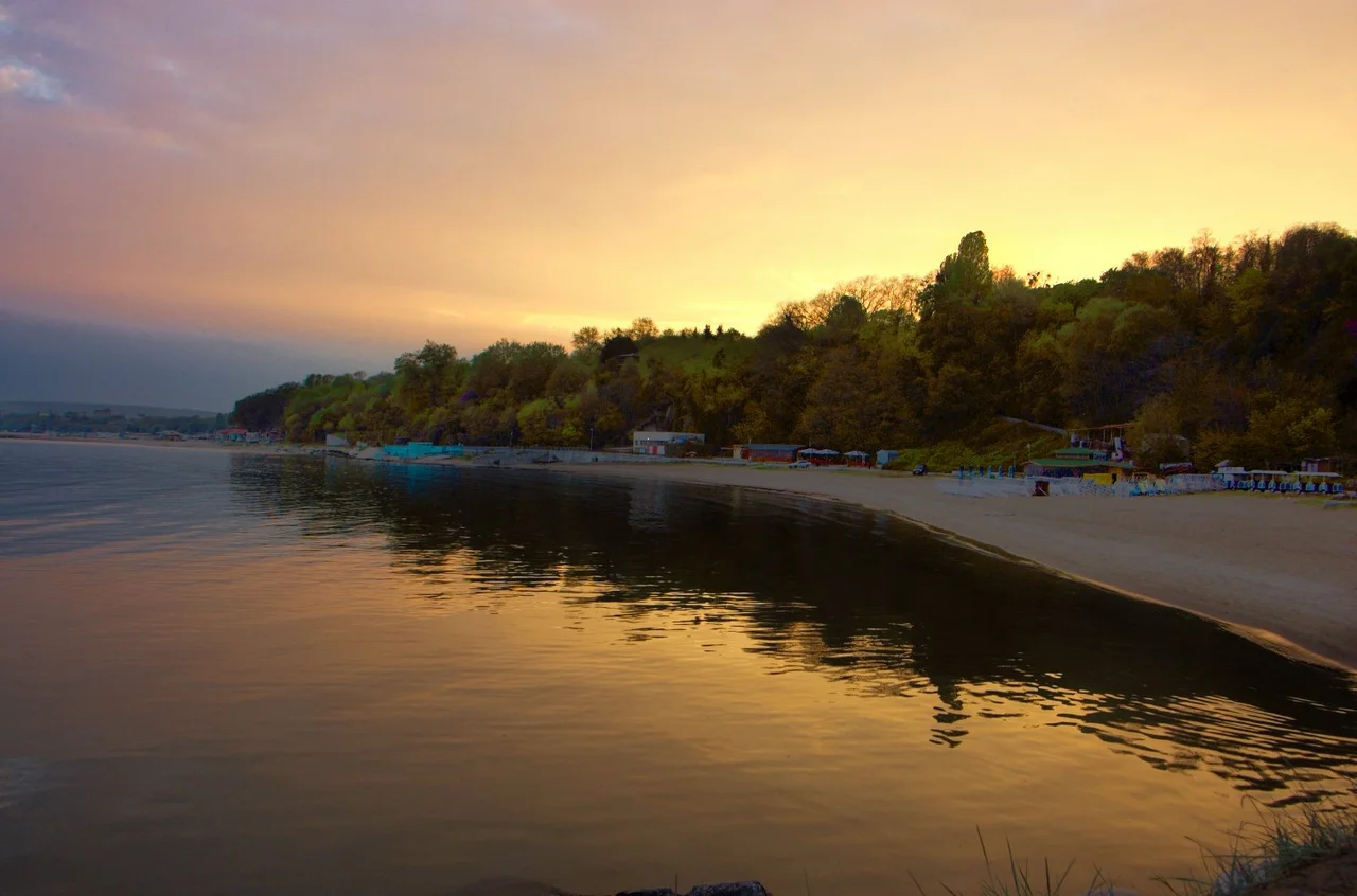 The beach of Varna at sunset.