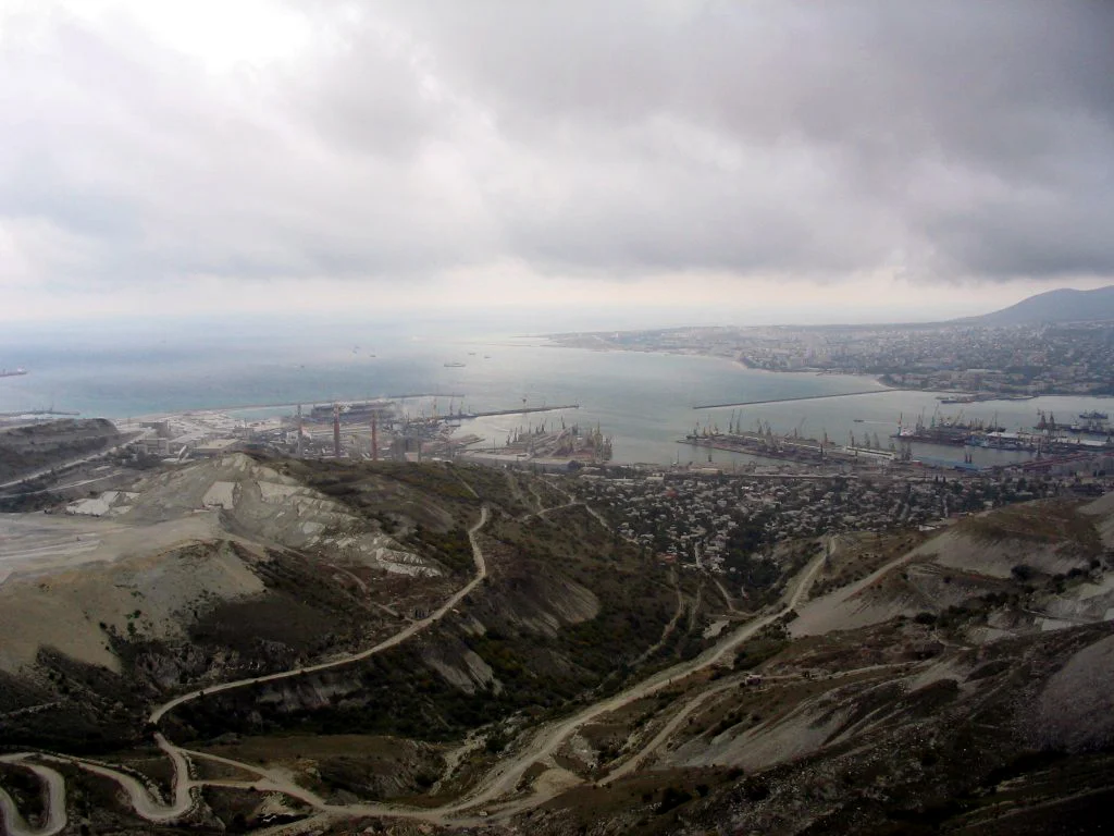 A panoramic view of the Tsemess Bay. A panoramic view of the Tsemess Bay from the Markotkh Range.