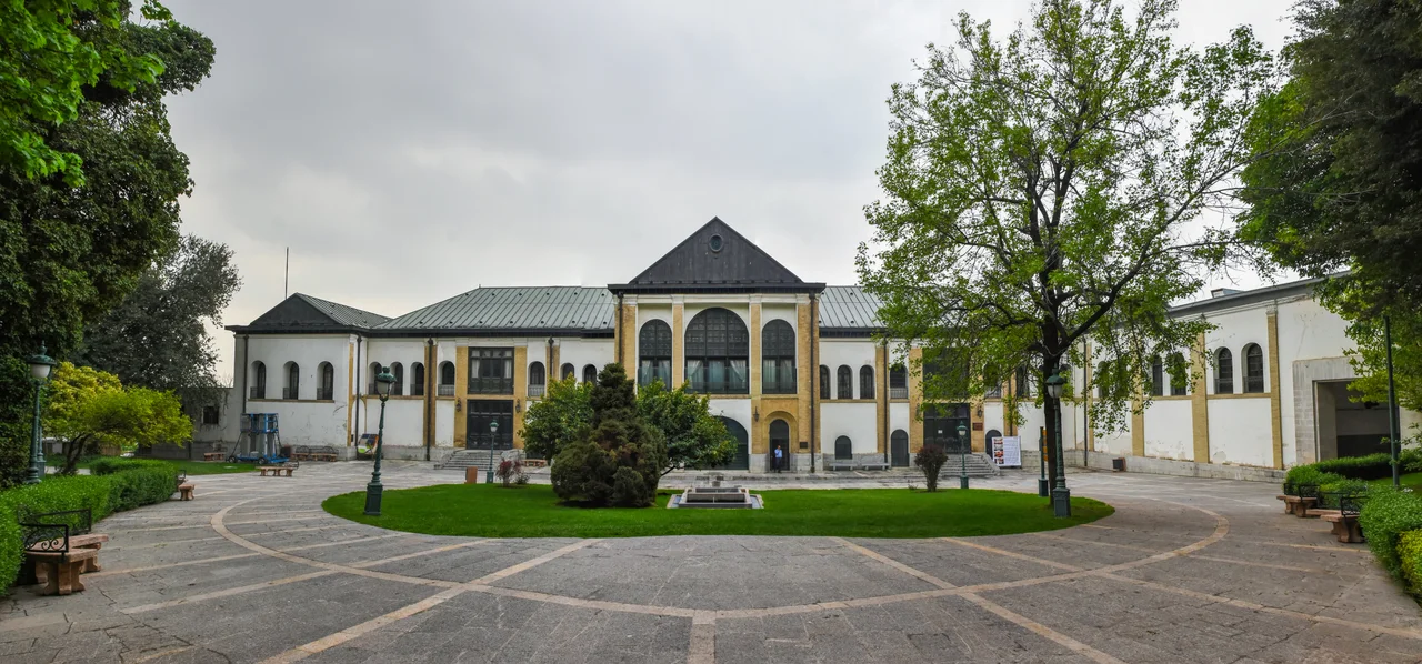 The Ahmad Pavilion and landscape — seen from the garden of the Niavaran Palace complex in Tehran. 
Example of Qajar era architecture.