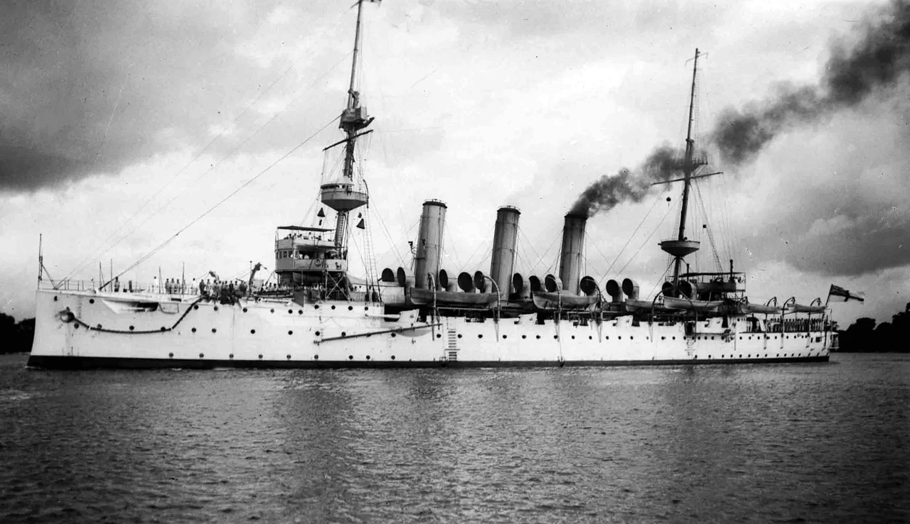 British Cruiser HMS Hermes at Dar es Salaam, German East Africa.