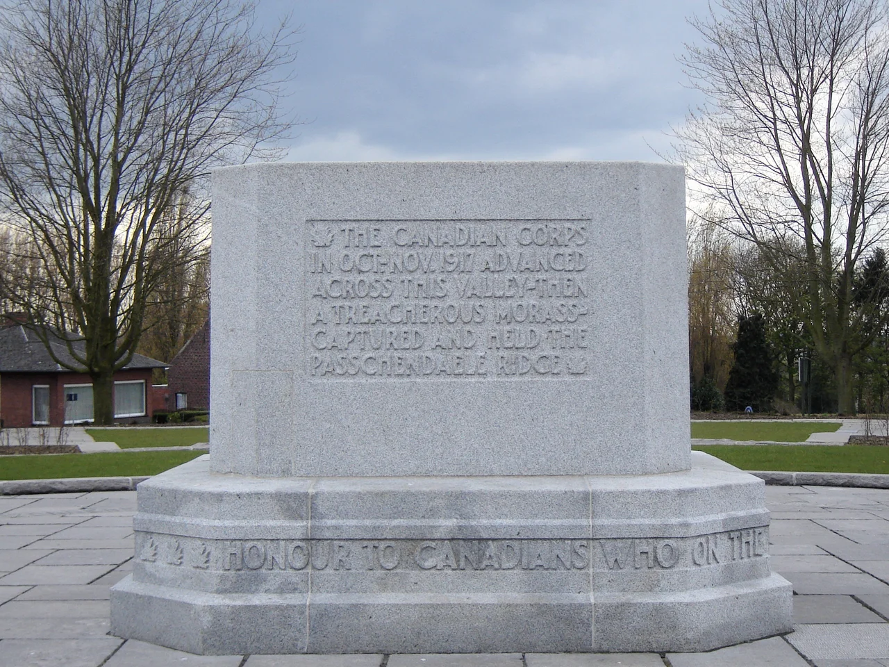 Crest Farm Canadian Memorial in Passendale. Passendale, Zonnebeke, West Flanders, Belgium