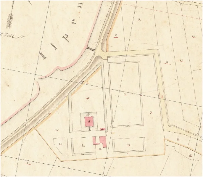 Old map of former Ilpenstein at Ilpendam, Netherlands