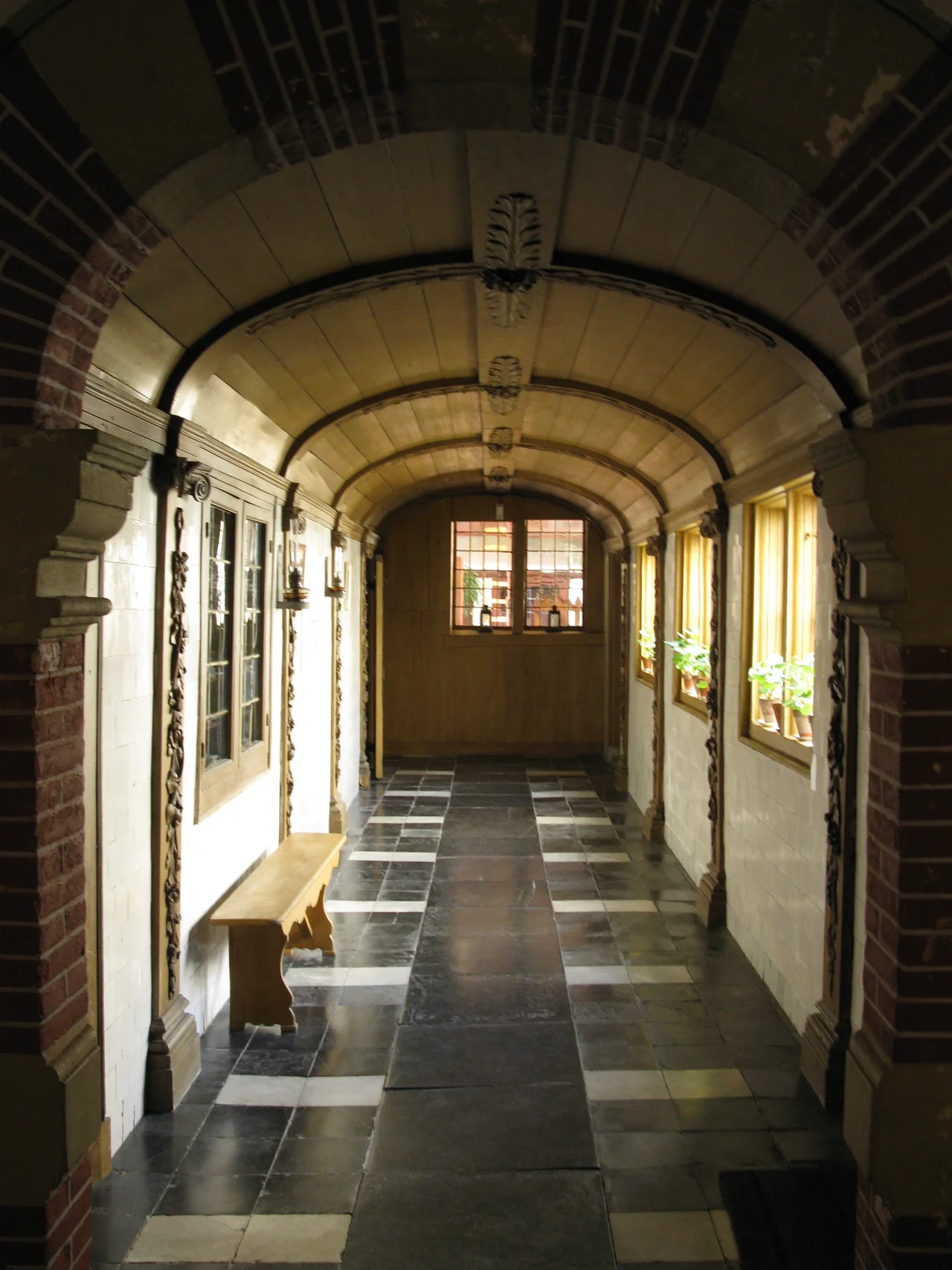 Indoor hallway that connects the two houses.