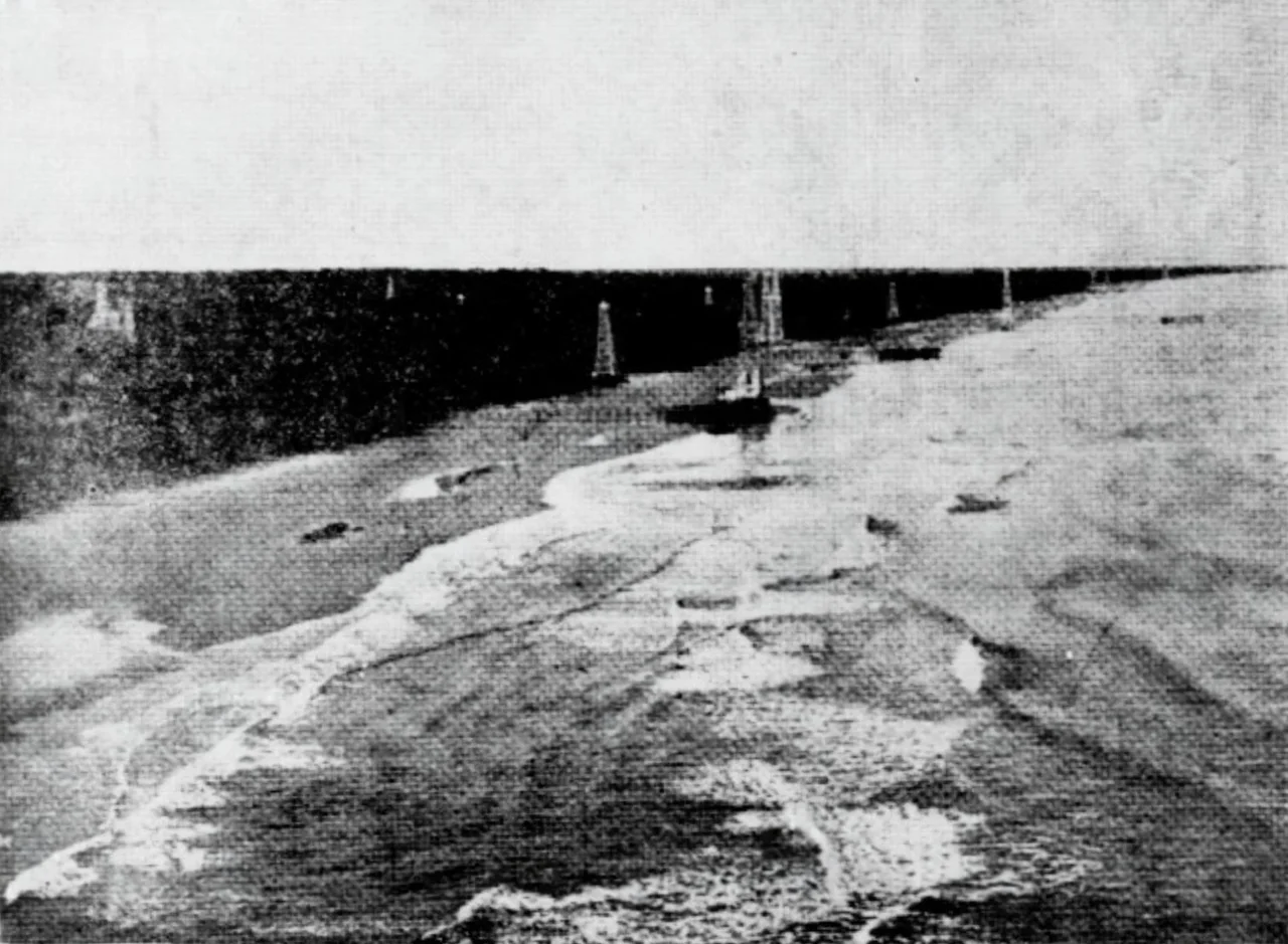 Aerial photograph of Seria oil field, c.1938.
