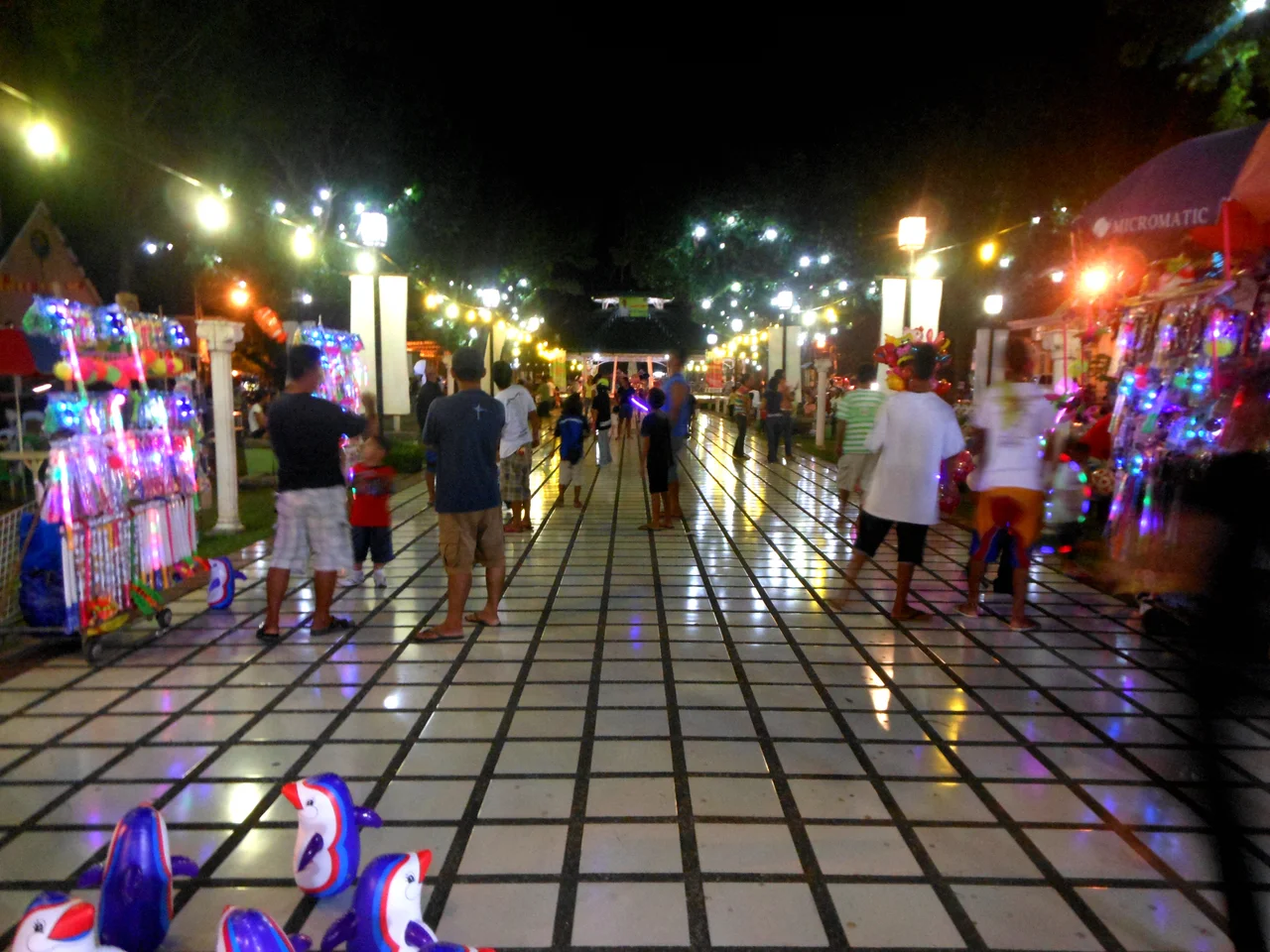 Night time view of Tanjay Park in Tanjay City, Negros Oriental.